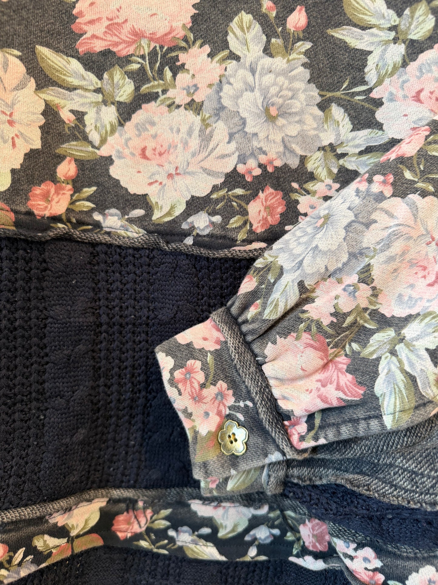 Abbie Midnight Blue Acid wash Terry knit top