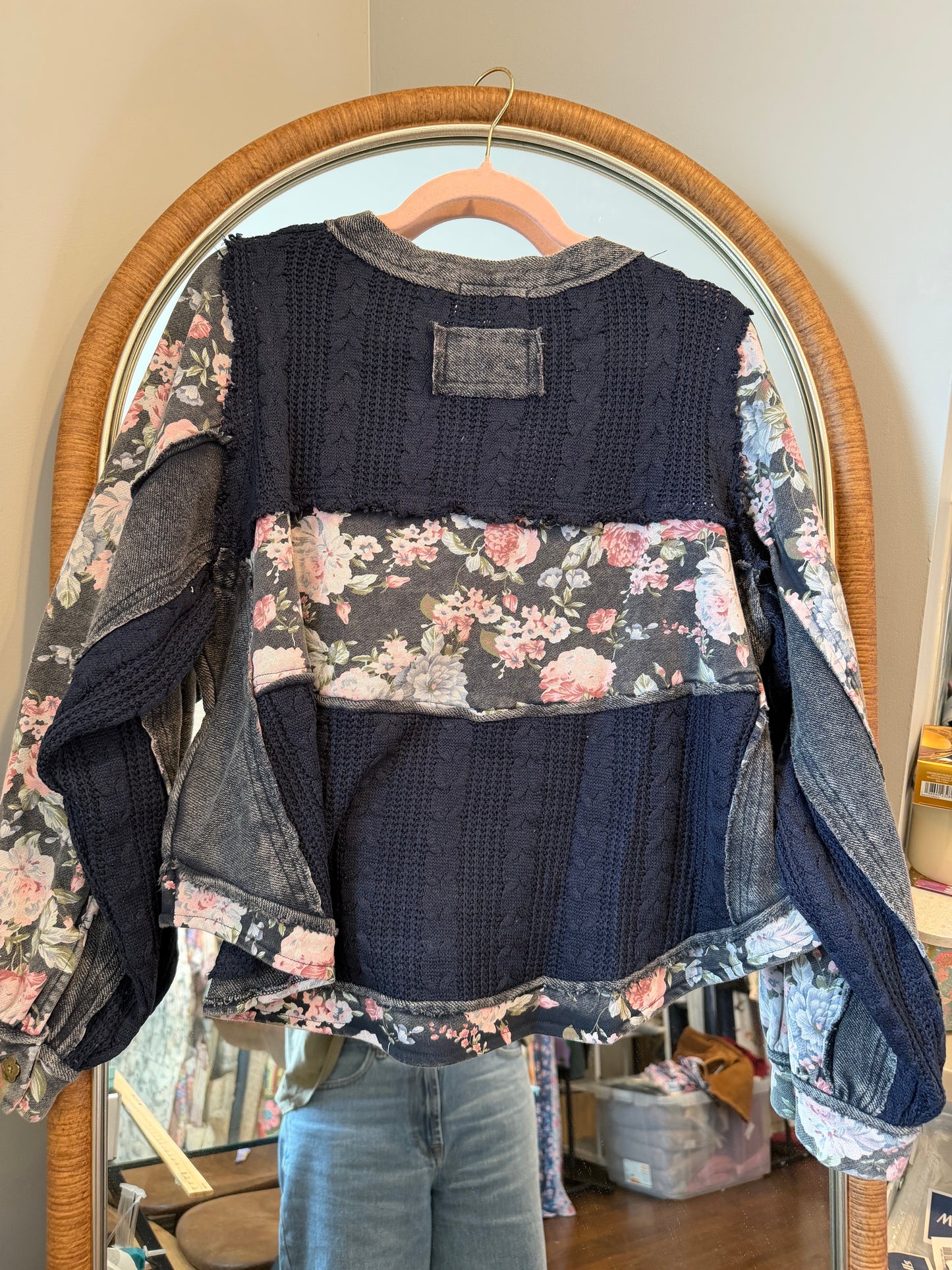 Abbie Midnight Blue Acid wash Terry knit top