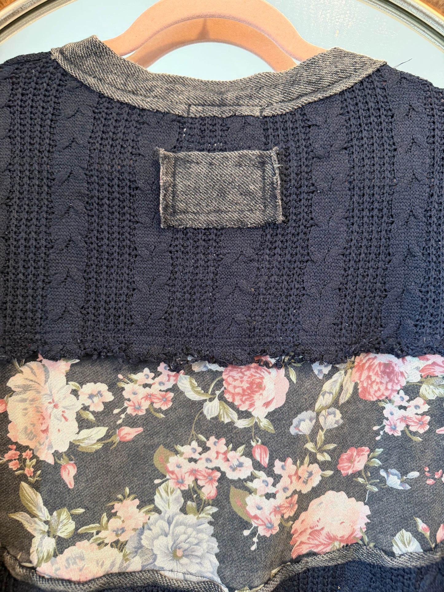Abbie Midnight Blue Acid wash Terry knit top