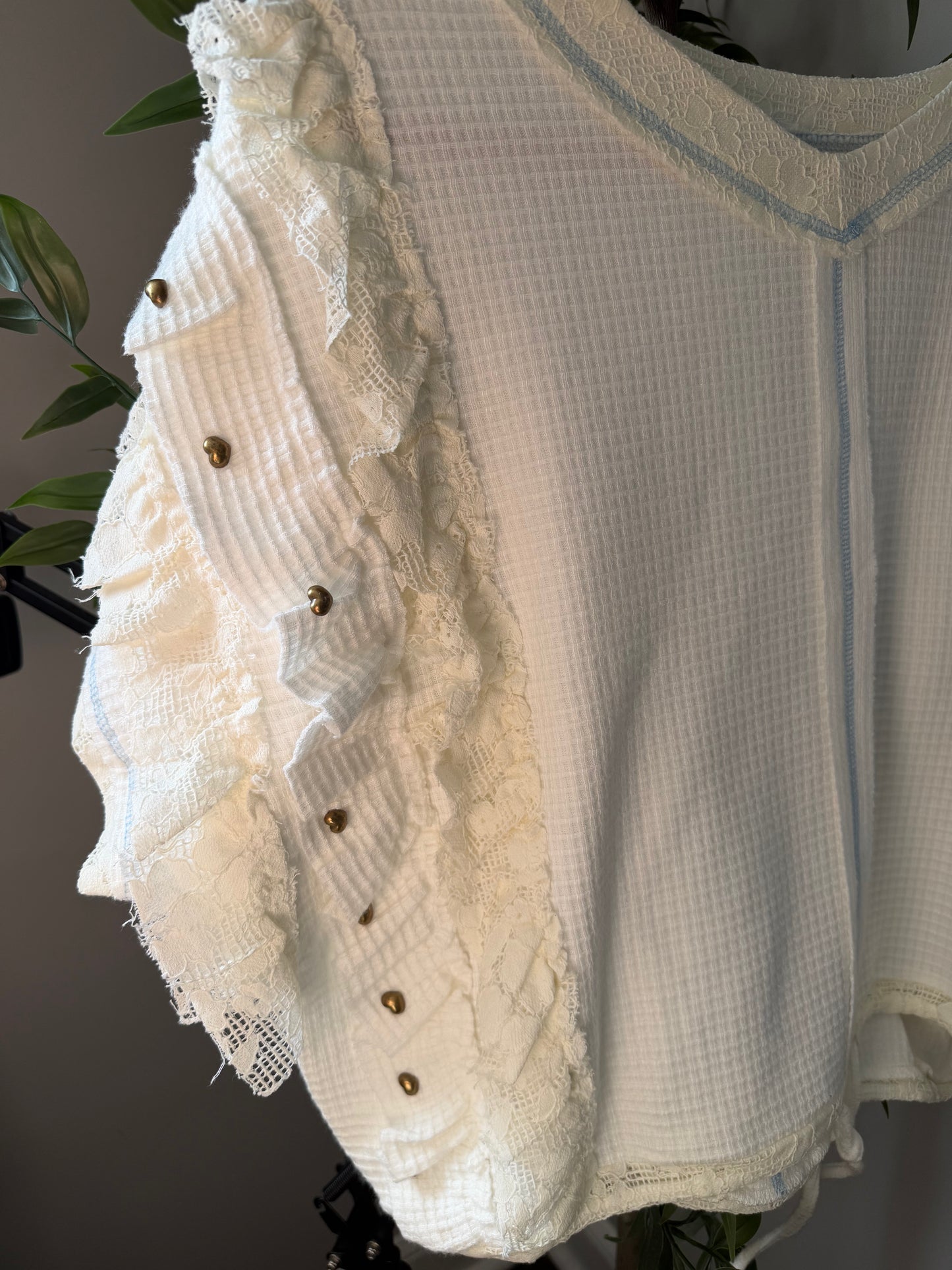 Michelle Knit Studded Detail top in Ivory