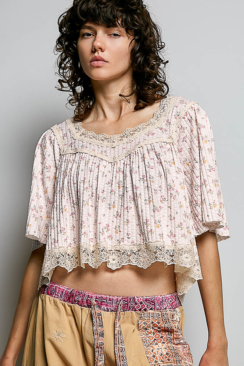 Penelope Blush Pink Lace trim Top