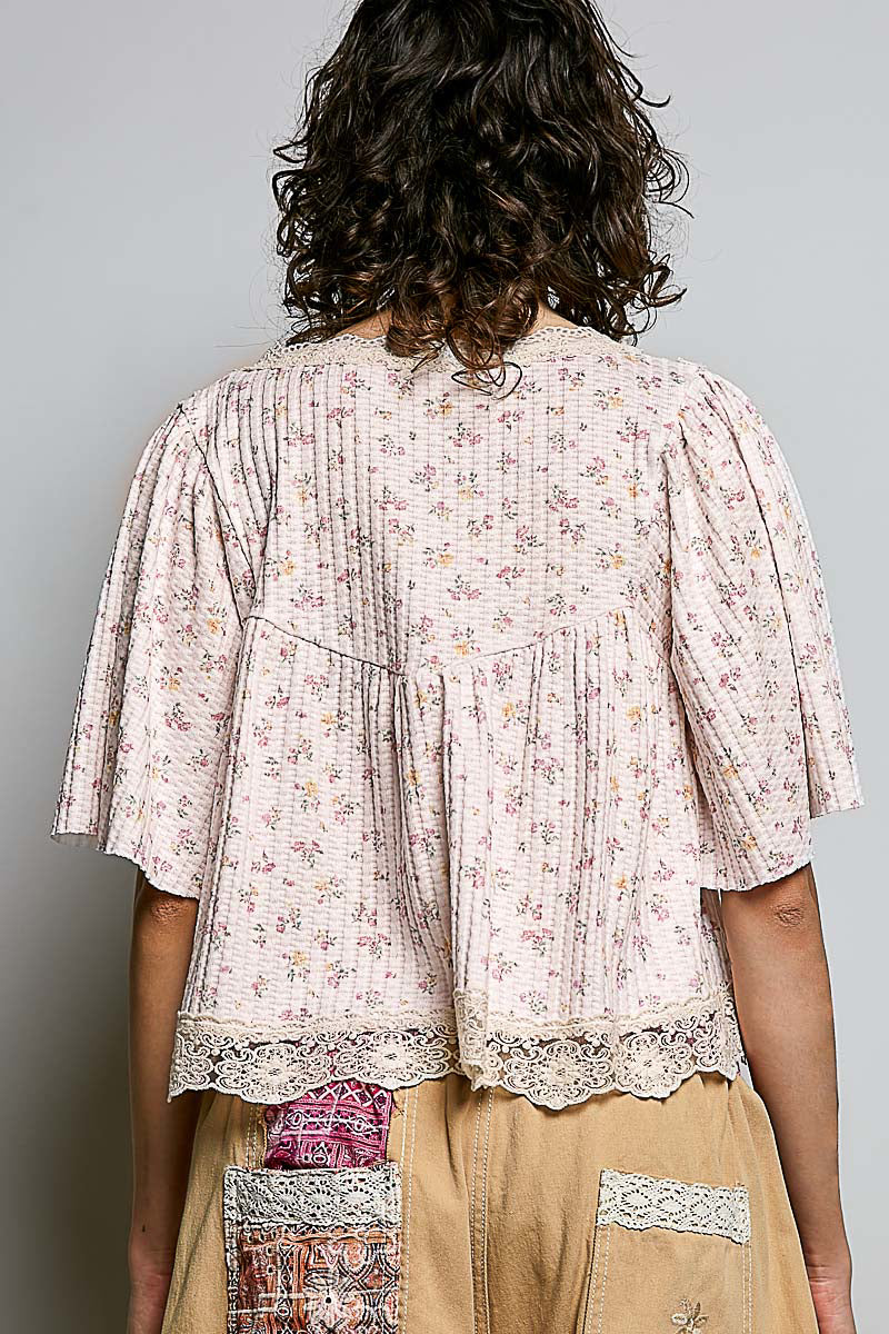 Penelope Blush Pink Lace trim Top