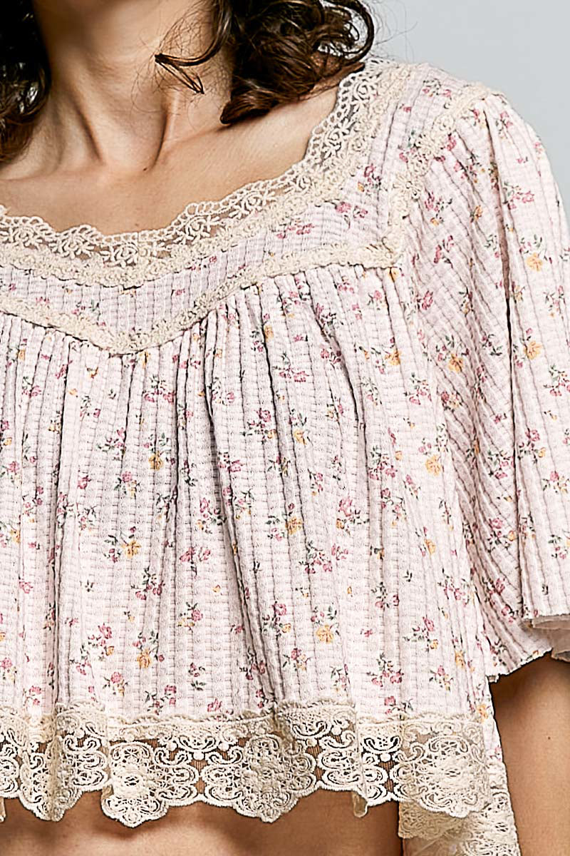 Penelope Blush Pink Lace trim Top