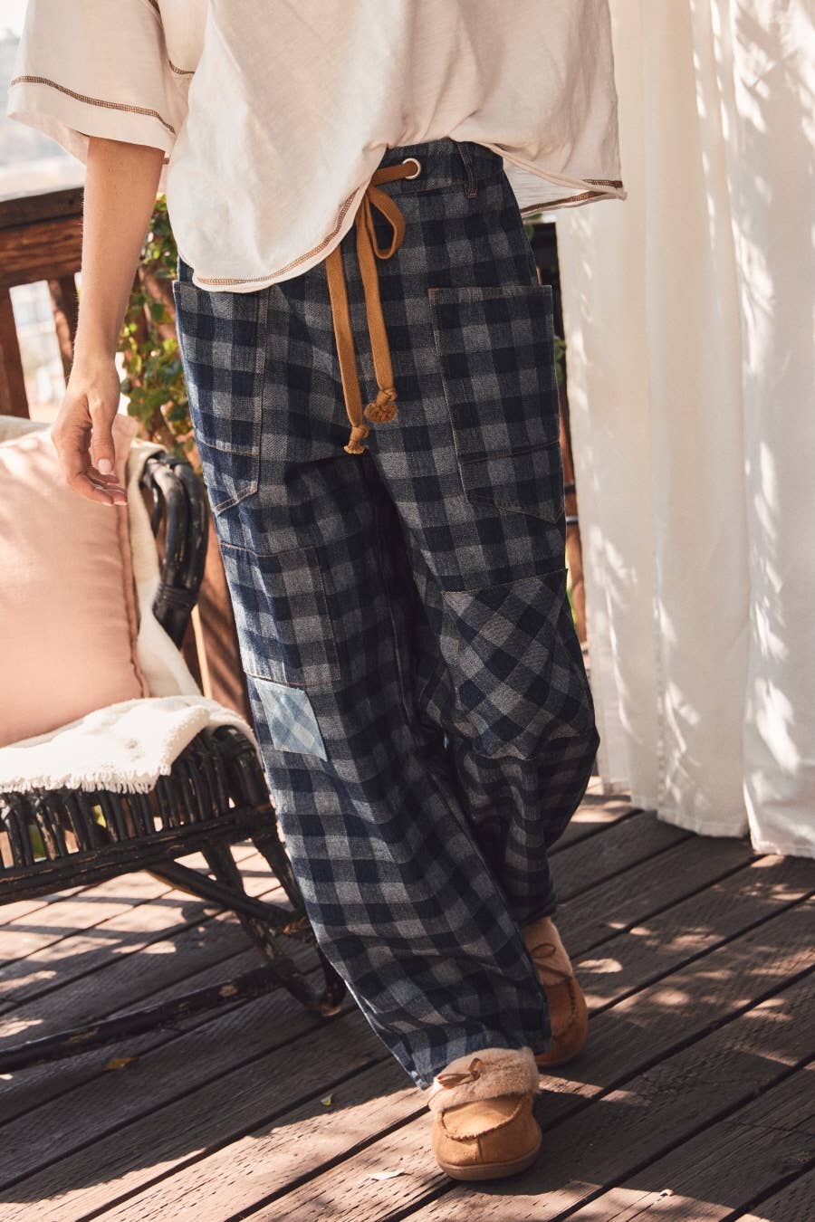 Bridget Checkered Patchwork Denim