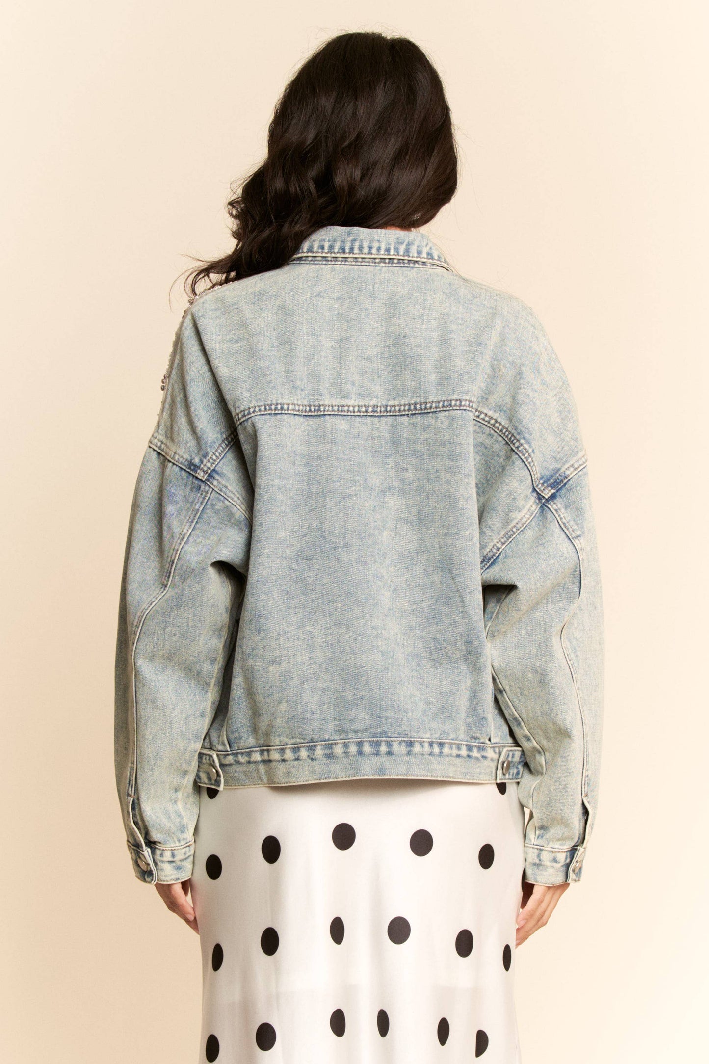 KATE MESH STITCHING BUTTON DOWN DENIM JACKET- RESTOCKS JUNE 2ND