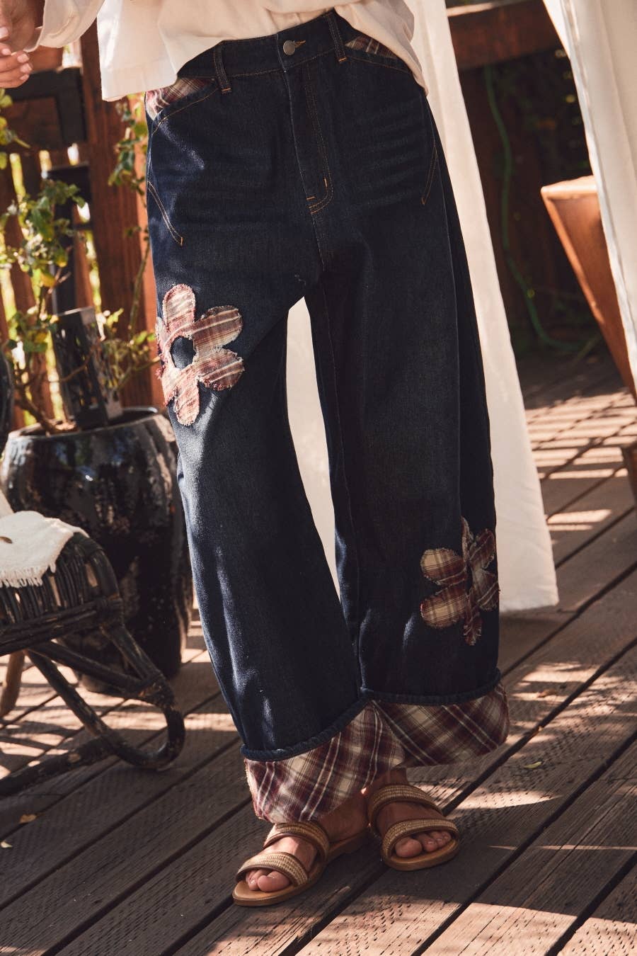 Hailey Cropped Wide Leg Denim Pants