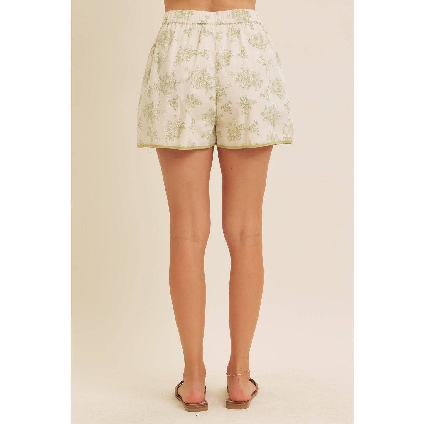 FRENCH RIVIERA COUNTRYSIDE VINTAGE FLORAL SHORTS WITH BACK ELASTIC