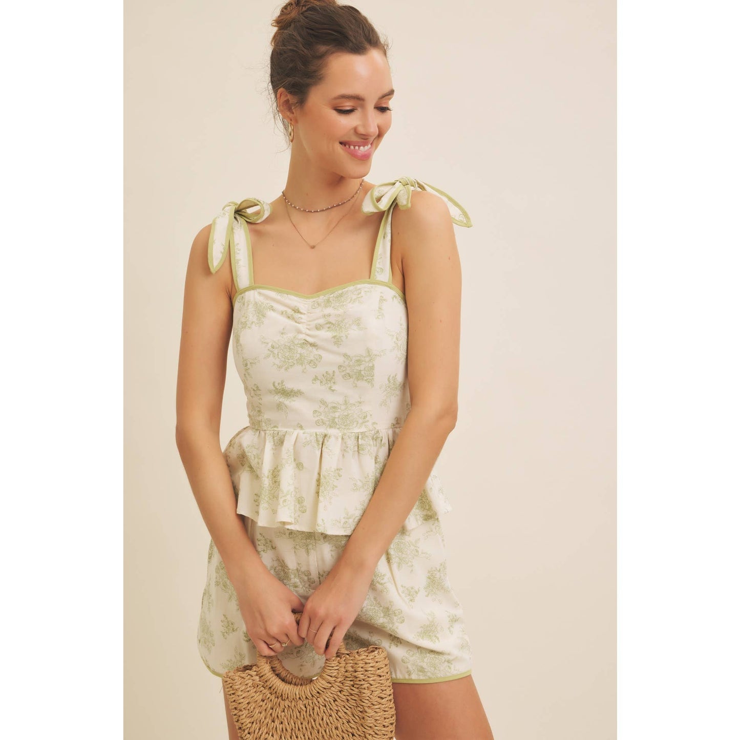 FRENCH RIVIERA COUNTRYSIDE VINTAGE FLORAL SHORTS WITH BACK ELASTIC
